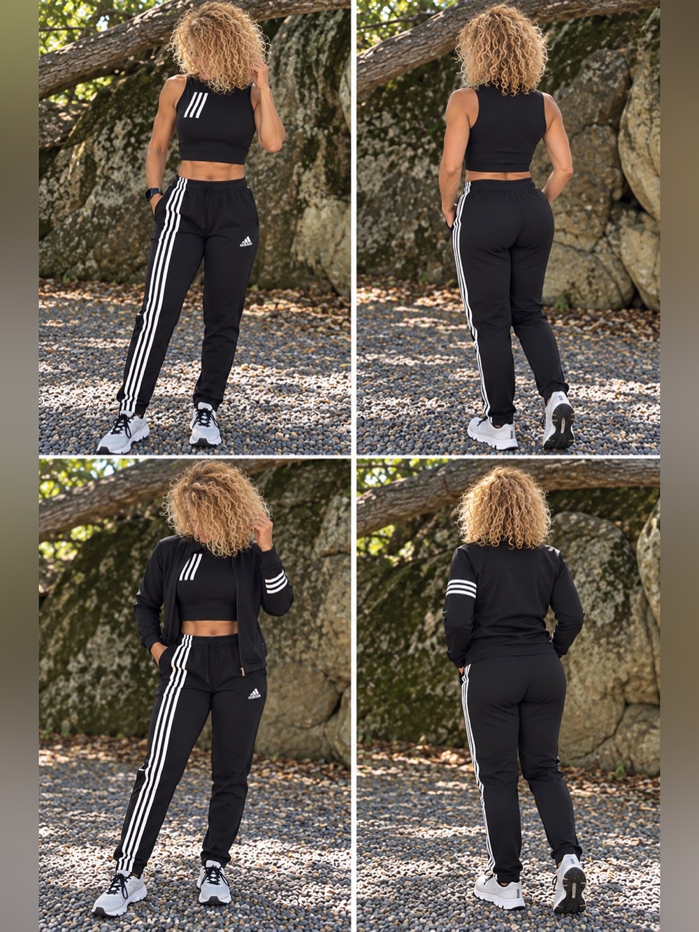 adidas Black Track Joggers with White Three-Stripes